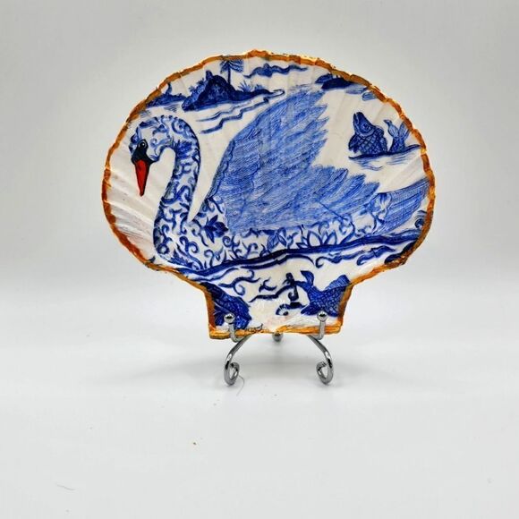 Decoupage Scalloped shell Blue Swan - Picture 1 of 1